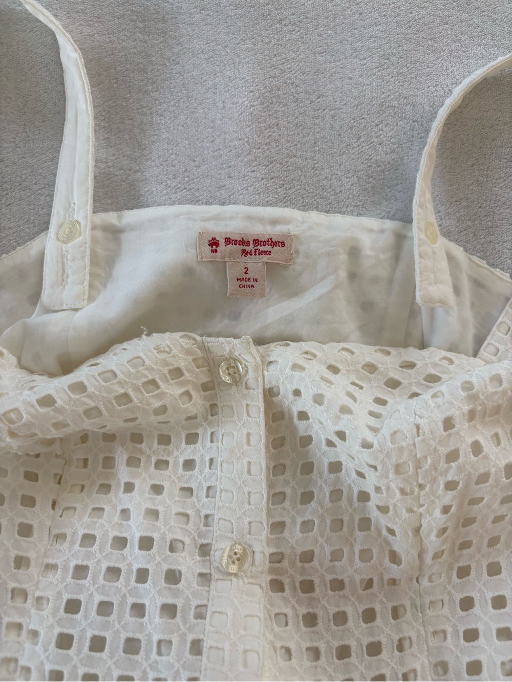 Brooks Brothers Cream/White Eyelet Sundress with Buttons - Picture 2 of 5